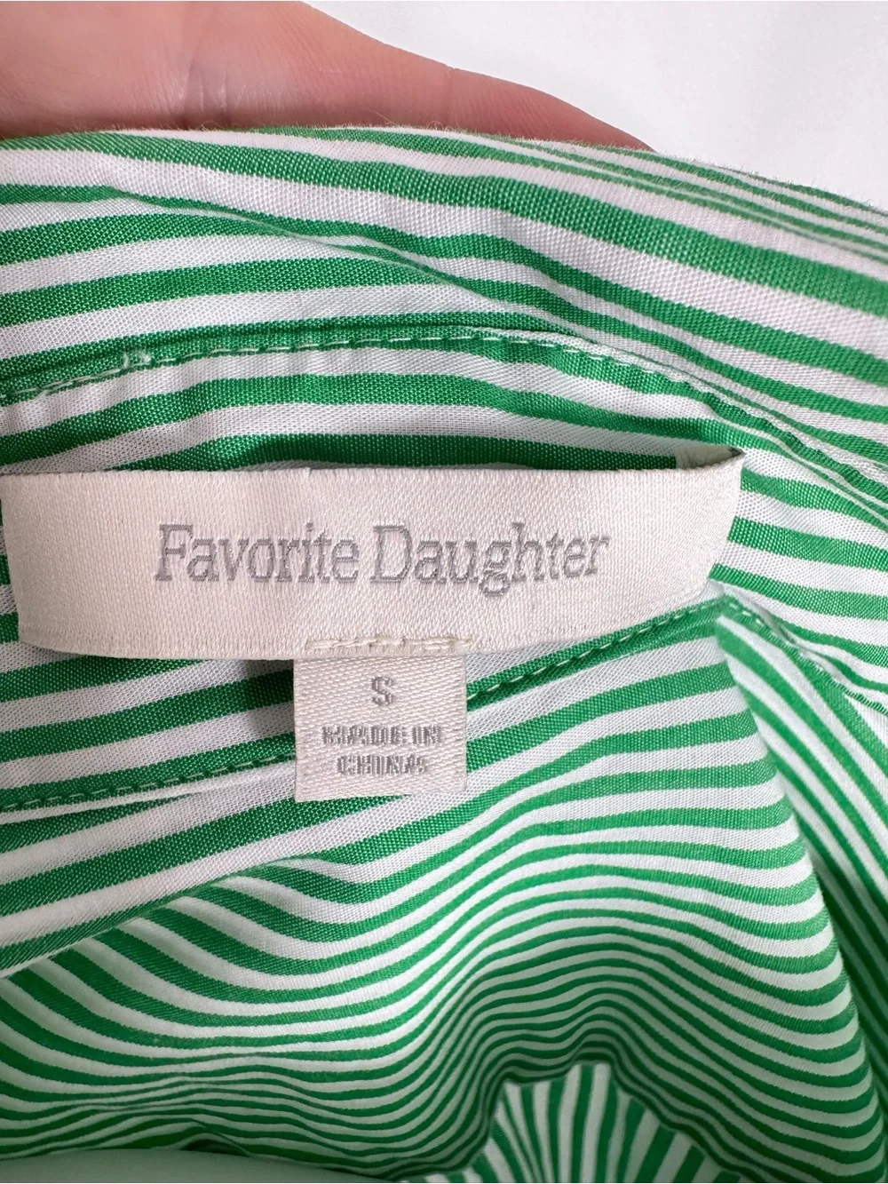 Favorite Daughter The Door’s Always Open Ex-Boyfriend Shirt Green Stripe S - Picture 2 of 11